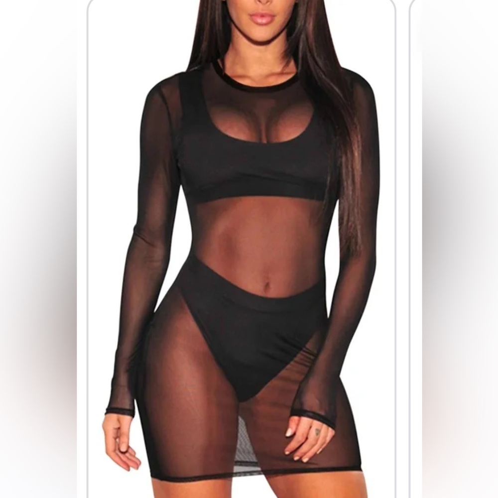 Brand New Black Mesh Swimwear coverup NWT
